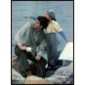 1983 Arrow Men's Dress Shirt Vintage Print Ad Father Daughter Kite Wall Art